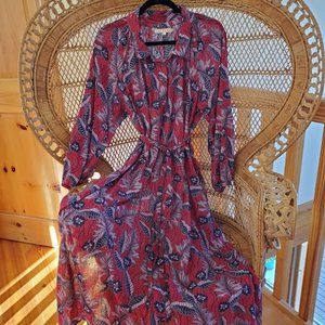Xirena Midi Dress L. Lovely Red Flowing Floral Cotton Fabric.
